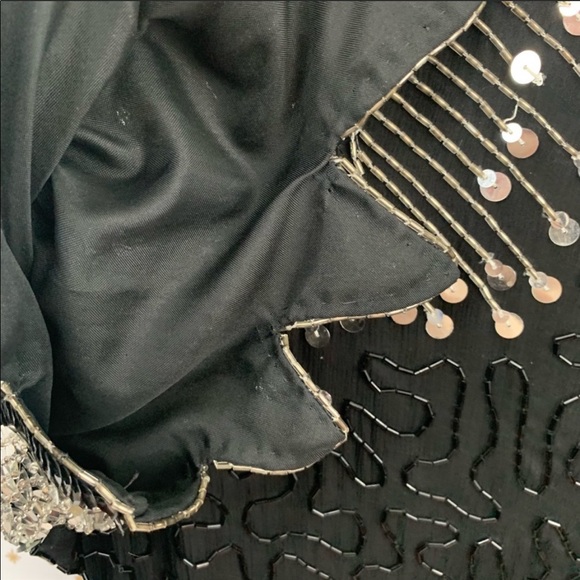 Vintage | Full Length Sequin Beaded Black Dress - Picture 7 of 8